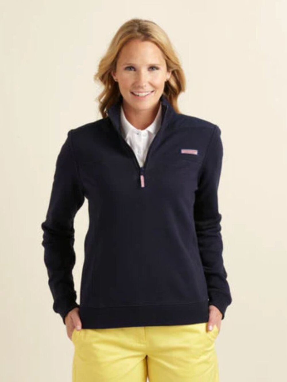 Vineyard Vines Classic Navy Shep Quarter Zip Pullover with Whale Logo